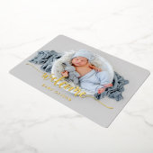 ラグジュアリー金ゴールドウェルカム男の赤ちゃん誕生のお知らせ 箔招待状 (回転した状態)