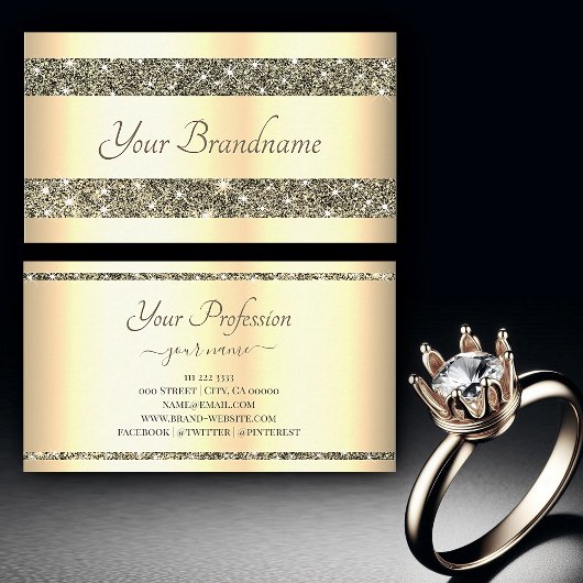 ラグジュアリー金ゴールドエフェクトゴールデングリッタースパークルスターズ 名刺