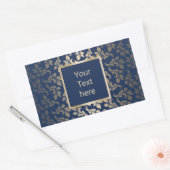 ラグジュアリー金ゴールドエレガントオーナメントネイビーブルーサロン 長方形シール (封筒)