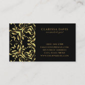 ラグジュアリー金ゴールドエレガントブラックフォイル縁どバロック 名刺 (裏面)