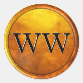 ラグジュアリー金ゴールドエンボスモノグラム ラウンドシール