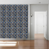 ラグジュアリー金ゴールドギリシャ鍵パターン深いブルー タイル