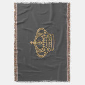 ラグジュアリー金ゴールドクラウンダークグレー スローブランケット (正面縦)