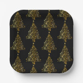 ラグジュアリー金ゴールドクリスマスツリーフェスティバルウィンターホリデーズ ペーパープレート (正面)