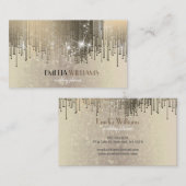 ラグジュアリー金ゴールドグラディエントクリスタル紙吹雪レインスパークル 名刺 (正面/裏面)