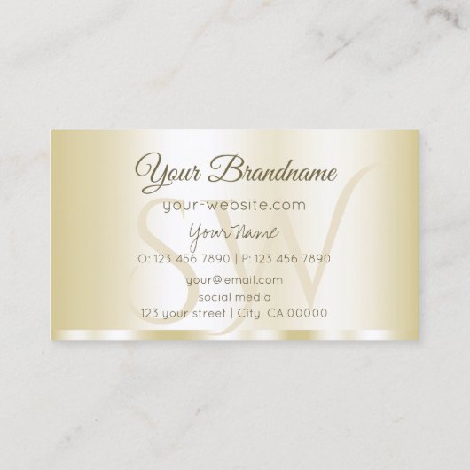 ラグジュアリー金ゴールドグラマラスとイニシャルプロフェッショナル 名刺 (裏面)