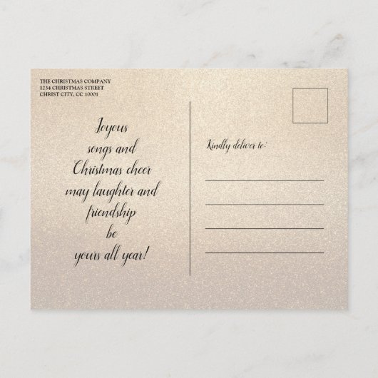 ラグジュアリー金ゴールドグリッタークリスマスパーティの招待状 ポストカード (裏面)