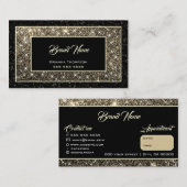 ラグジュアリー金ゴールドグリッターシメリースターズダークブラック 名刺 (正面/裏面)