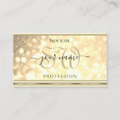 ラグジュアリー金ゴールドグリッタースターイニシャルベージュゴールデン 名刺 (正面)