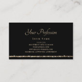 ラグジュアリー金ゴールドグリッタースターズブラックバックグラウンドスタイリッシュ 名刺 (裏面)