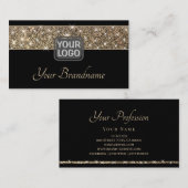 ラグジュアリー金ゴールドグリッタースターズブラックバックグラウンドスタイリッシュ 名刺 (正面/裏面)