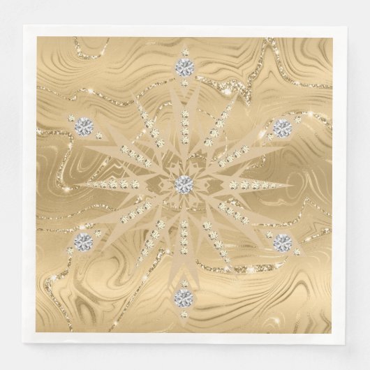 ラグジュアリー金ゴールドグリッタースノーフレークダイヤモンド (正面)