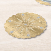 ラグジュアリー金ゴールドグリッタースノーフレークダイヤモンド ペーパーコースター (アングル)