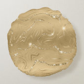 ラグジュアリー金ゴールドグリッタースノーフレークダイヤモンド ラウンドクッション (裏面)