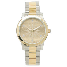 ラグジュアリー金ゴールドグリッタースノーフレークダイヤモンド 腕時計