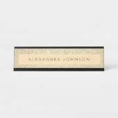 ラグジュアリー金ゴールドグリッタースパークルガーリール デスクネームプレート (正面)