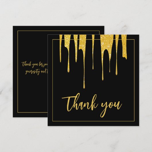 ラグジュアリー金ゴールドグリッタードリップススイーツ16誕生日 サンキューカード (正面/裏面)