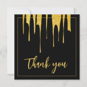 ラグジュアリー金ゴールドグリッタードリップススイーツ16誕生日 サンキューカード (正面)
