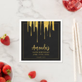 ラグジュアリー金ゴールドグリッタードリップススイーツ16誕生日 スタンダードカクテルナプキン (インサイチュ)