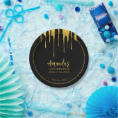 ラグジュアリー金ゴールドグリッタードリップススイーツ16誕生日 ペーパープレート (パーティー)