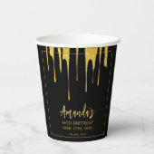 ラグジュアリー金ゴールドグリッタードリップススイーツ16誕生日 紙コップ (裏面)