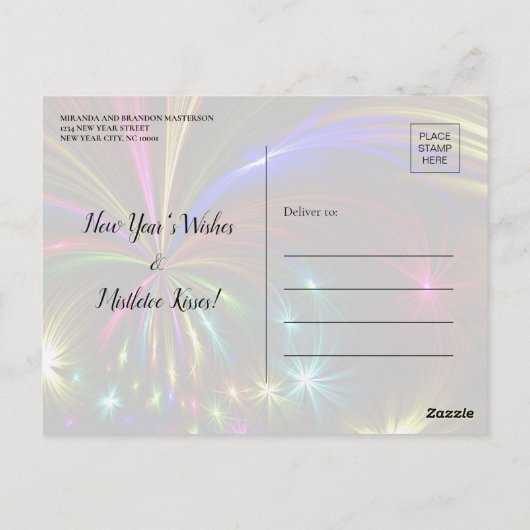 ラグジュアリー金ゴールドグリッターニューイヤーイブパーティの招待状 ポストカード (裏面)