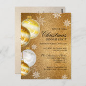 ラグジュアリー金ゴールドグリッターバウブルクリスマス招待状 ポストカード (正面/裏面)