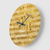 ラグジュアリー金ゴールドグリッターフローラギフト ラージ壁時計 (傾斜)