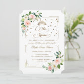 ラグジュアリー金ゴールドグリッターフローラミクリンスキンセアニラ 招待状 (スタンド正面)