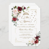 ラグジュアリー金ゴールドグリッターフローラミクリンスキンセアニラ 招待状 (正面/裏面)