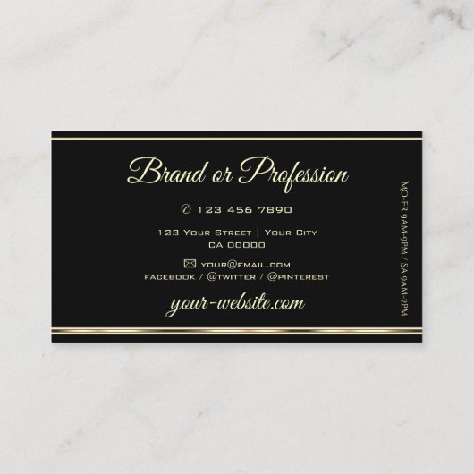 ラグジュアリー金ゴールドグリッターブラックゴールデン縁どエレガントン 名刺 (裏面)