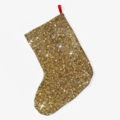 ラグジュアリー金ゴールドグリッタープリント ラージクリスマスストッキング (裏面 (吊り時))