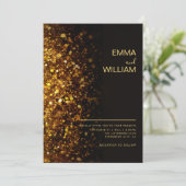 ラグジュアリー金ゴールドグリッターミニマモダンリスト結婚ズ 招待状 (スタンド正面)