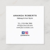 ラグジュアリー金ゴールドグリッターリッププリントメイクアップアーティスト スクエア名刺 (裏面)