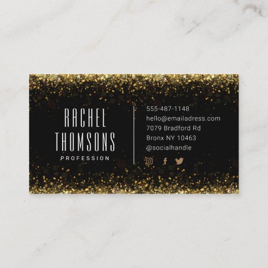 ラグジュアリー金ゴールドグリッター名刺 名刺 (裏面)