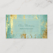 ラグジュアリー金ゴールドグレームフレームオンアクアブルー 名刺 (正面)