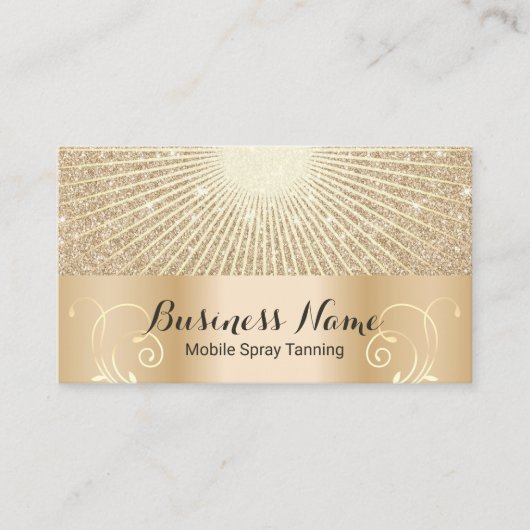 ラグジュアリー金ゴールドグローモバイルスプレータンニングサロン 名刺 (正面)
