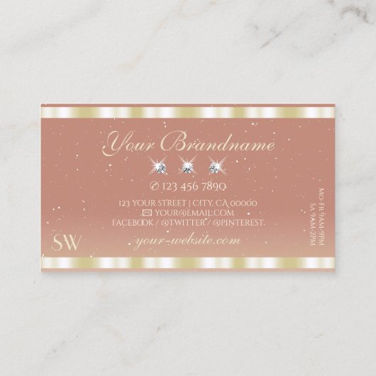 ラグジュアリー金ゴールドコーラルきらめくダイアモンズモノグラム 名刺 (裏面)