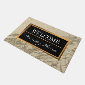 ラグジュアリー金ゴールドシャンパングリッターマーブル ドアマット (アングル)