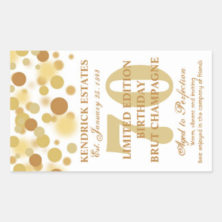 ラグジュアリー金ゴールドシャンパンバブル誕生日ラベル750ml 長方形シール