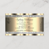 ラグジュアリー金ゴールドシルバーグリッタースターズスパークイニシャル 名刺 (裏面)