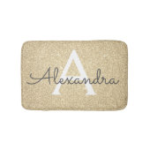 ラグジュアリー金ゴールドスパークルグリッターモノグラム名 バスマット (正面)