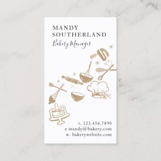 ラグジュアリー金ゴールドスパークルベーカーズゴールデンウィスク 名刺 (裏面)