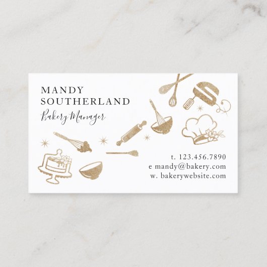 ラグジュアリー金ゴールドスパークルベーカーズハンドミキサー 名刺 (裏面)