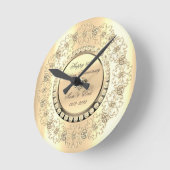 ラグジュアリー金ゴールドダイヤ結婚モンド25th 10周年 ラウンド壁時計 (傾斜)