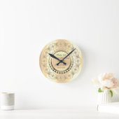 ラグジュアリー金ゴールドダイヤ結婚モンド25th 10周年 ラウンド壁時計 (ホーム)