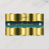 ラグジュアリー金ゴールドティール(緑がかった色)きらめくブラックダイヤモンド追加ロゴ 名刺 (正面)
