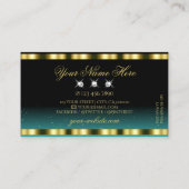 ラグジュアリー金ゴールドティール（緑がかった色）ブラックきらめくダイアモンドスタイリッシュ 名刺 (裏面)