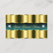 ラグジュアリー金ゴールドティール（緑がかった色）ブラックきらめくダイアモンドスタイリッシュ 名刺 (正面)