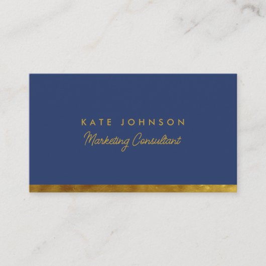 ラグジュアリー金ゴールドネイビーブループロフェッショナルQRコード 名刺 (正面)